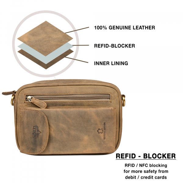 Leder Handgelenktasche für Unisex aus Rindleder 23- (147A) Herrentasche echtes Leder Tasche Bag Neu